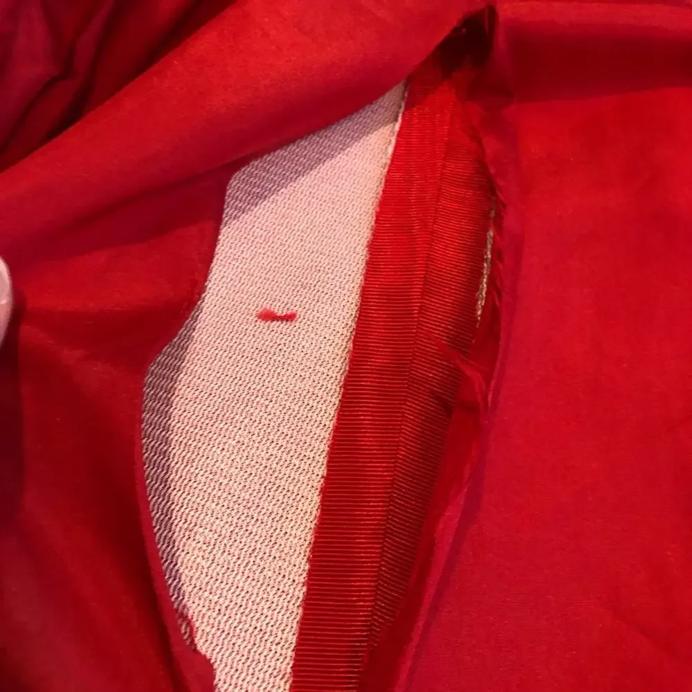 Vintage red silk pleated gathered strapless formal dress size 6
